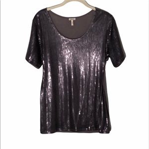 Sequin steel gray Flounce Nordstrom top